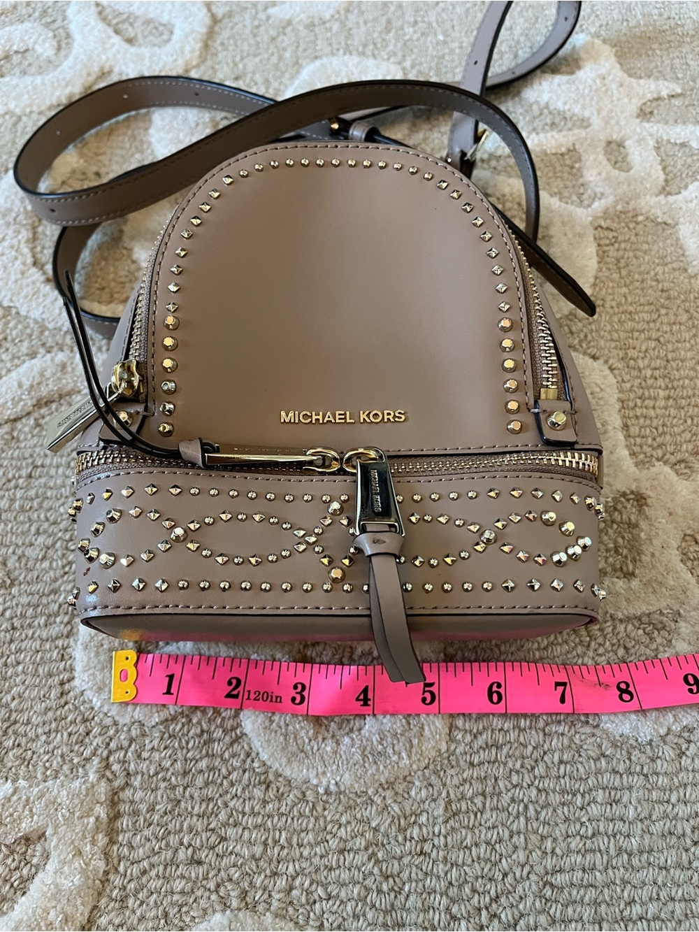 Michael Kors Rhea Mini Studded Backpack Crossbody - Picture 11 of 14